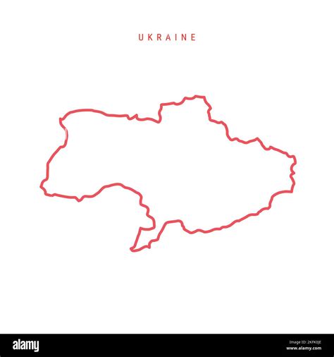 Ukraine Thin Line Outline Map Ukrainian Red Border Country Name Flat