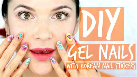Struggle to keep nail stickers and decals on gel manicures without peeling or catching? DIY Gel Nails With Korean Nail Stickers - YouTube