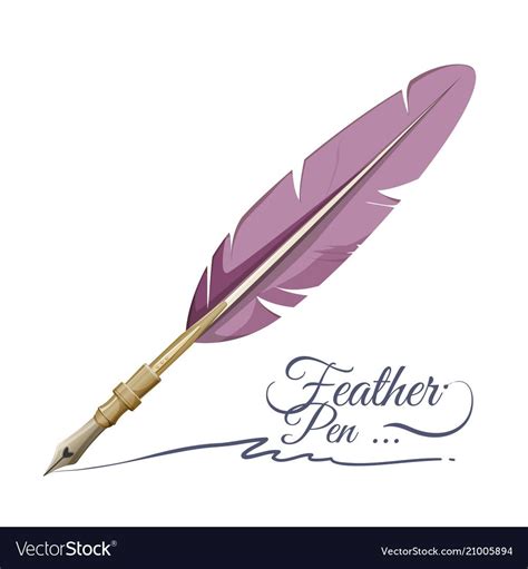 Feather Pen Writing Implement Made From Feathers Vector Image On