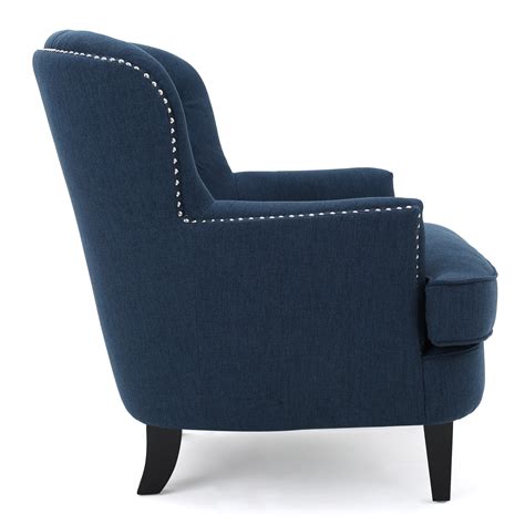 Noble House Tanner Fabric Club Chair Dark Blue