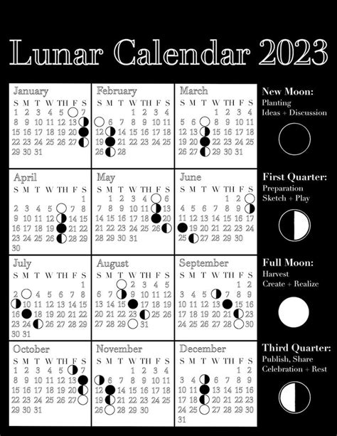 2023 Lunar Calendar Digital Download Moon Planner Calendar Etsy In