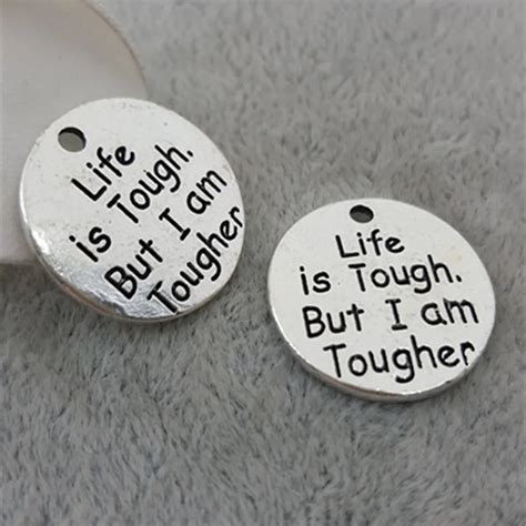 10 Pieceslot 25mm Words Life Is Tough But I Am Tougher Round Disc