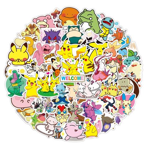 10 30 50 100pcs Pokemon Stickers Pikachu Anime Sticker Laptop Pvc Waterproof Graffiti Decals