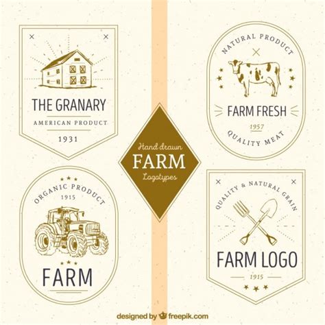 Free Vector Vintage Farm Logos Collection