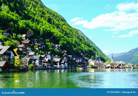Hallstat Beautiful Alpine Paradise Village In Austria Stock Photo
