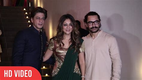 shahrukh khan with wife gauri khan at aamir khan s diwali party 2017 viralbollywood youtube