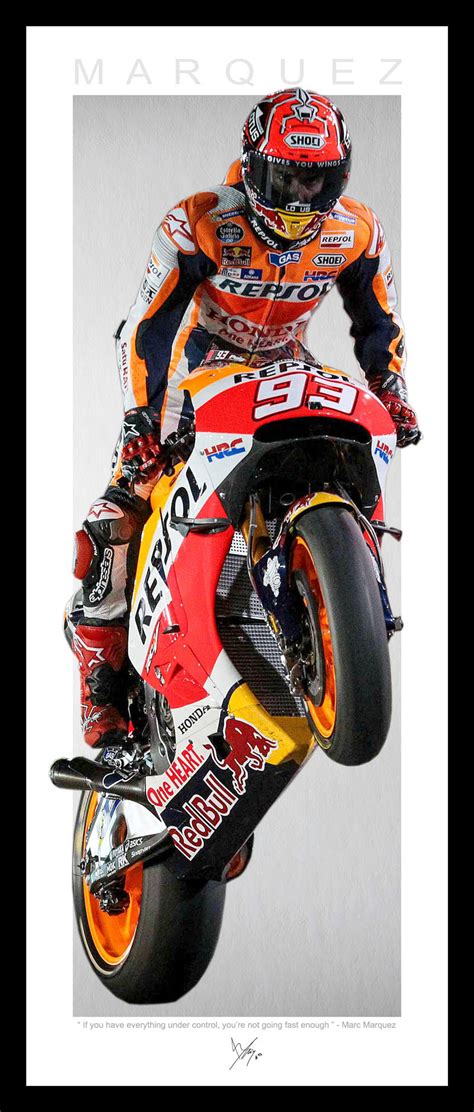 Marc Marquez Vertical Wings Wheelie Tribute Framed Lithograph Wicked
