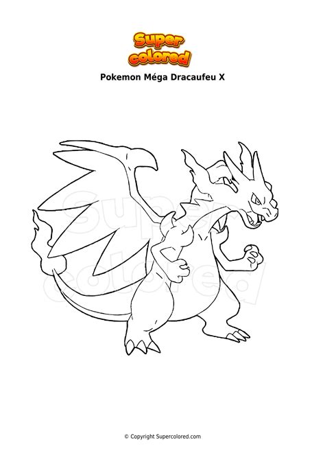 Coloriage Pokemon Méga Dracaufeu X