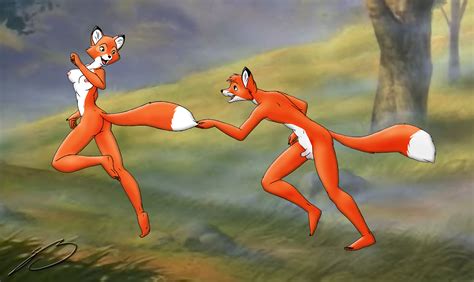 Rule 34 Anthro Canon Couple Casual Nudity Disney Nipples Roary The Fox And The Hound Tod Vixey