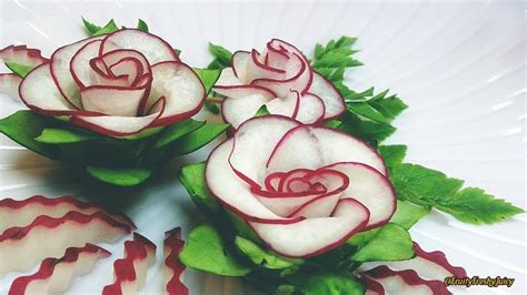 The Beauty Of Rose Carving Garnish Best Vegetable For Flower Design