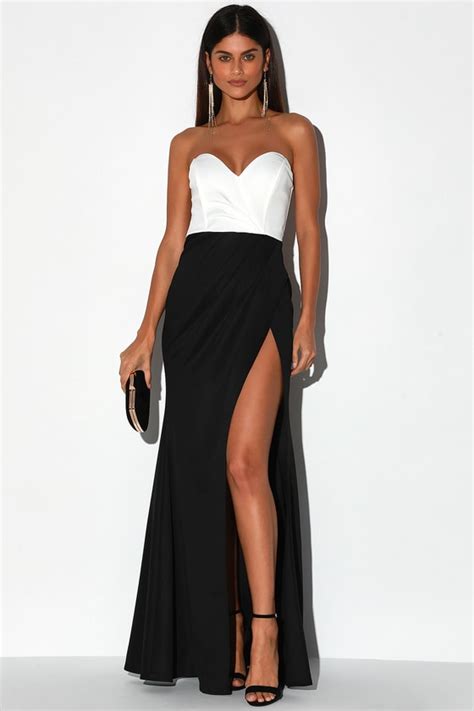 Black And White Maxi Dress Strapless Dress Two Tone Gown Lulus
