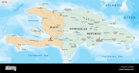 Map Of The Caribbean Island Of Hispaniola Stock Vector Art