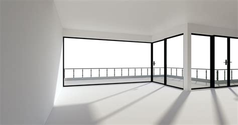 Windows White Empty Room The Whole Wall Ceiling Floorwith Balcony