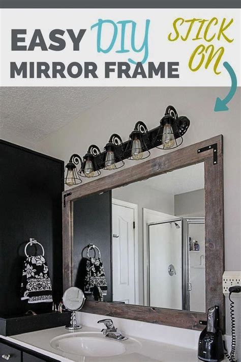 Diy Stick On Mirror Frame Easy Inexpensive Way To Update Your Bathroom Step By Step Tutorial