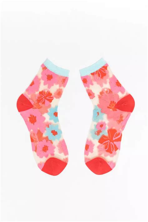 Sock Candy Ribbon Roses Sheer Sock Urban Outfitters