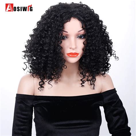 short afro kinky curly wig black hair high temperature fibe costume halloween party synthetic