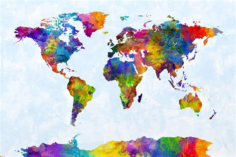 Watercolour Map Of The World Art Print By Michael Tompsett Au