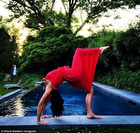 hilaria baldwin reveals side boob as she performs another yoga pose daily mail online