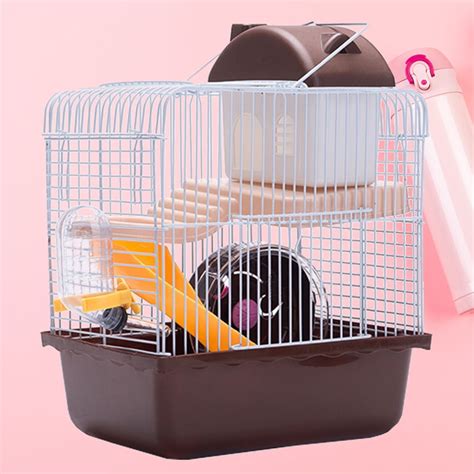 Ounona Double Layer Hamster Cage Pet House Acrylic Portable Brown
