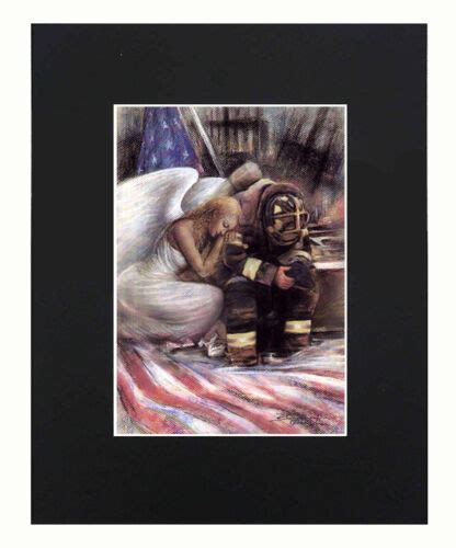 Angel And Firefighter 8x10 Matted Art Print Printed Poster Decor Picture