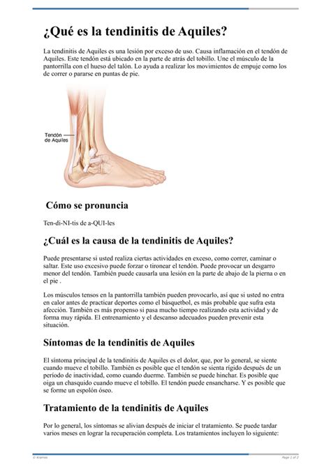 Text Qué es la tendinitis de Aquiles HealthClips Online