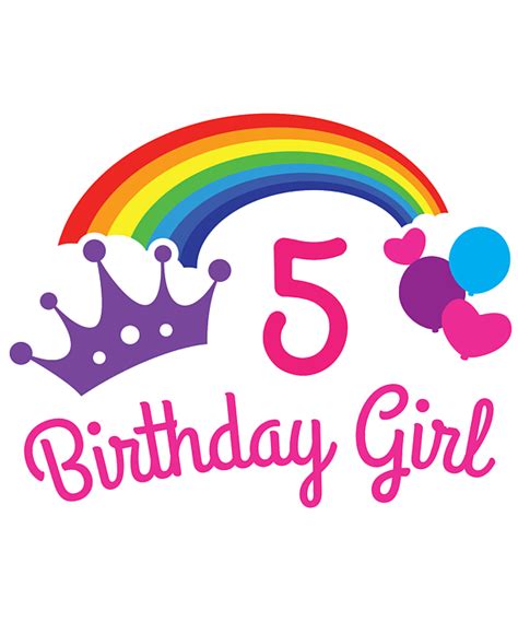 Girls Rainbow Princess 5th Birthday Shirt Princess Party Duvet Cover By