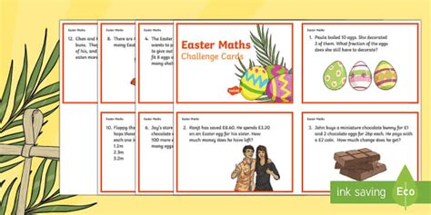 I like that there are black and white as well as colour versions of everything and the activities are the best i've seen anywhere. Year 3 Easter Maths Challenge Cards - KS2 Easter 2017 (16th