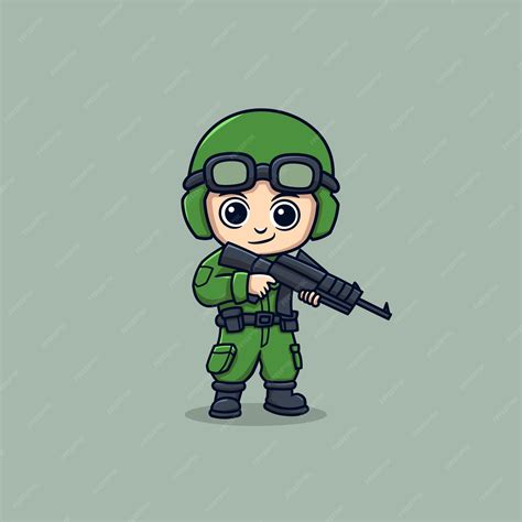 Premium Vector Soldier Cartoon Long Gun