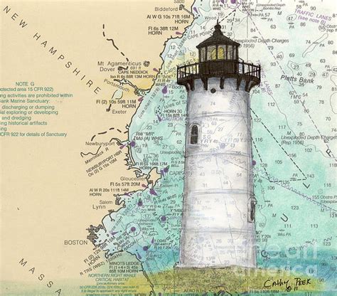 Portsmouth Harbor Lighthouse Nh Nautical Chart Map Art By Cathy Peek
