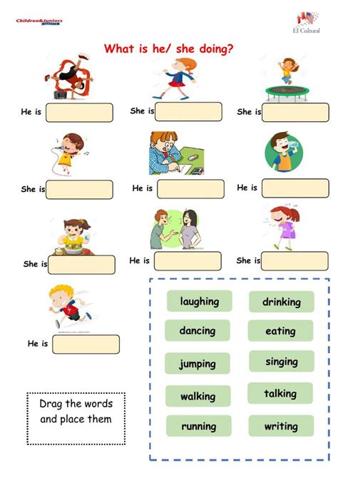 What Is He She Doing Interactive Worksheet Teach English To Kids