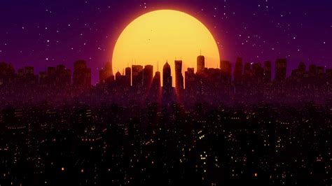 Retro Futuristic Sci Fi Night City Seamless Loop 80s Synthwave Vj