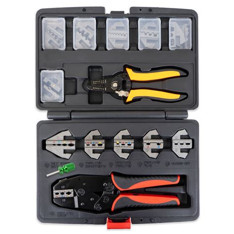Interchangeable Ratcheting Terminal Crimper Set 12 Die Sets With Wir