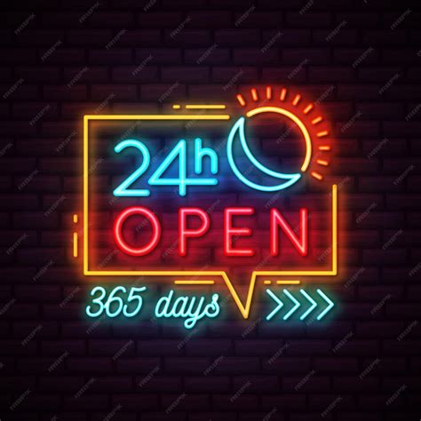 Premium Vector Neon Open 24 Hours Sign