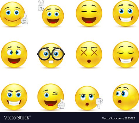 Smiley Faces Images Expressing Different Emotions Vector Image