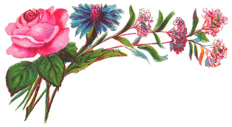 Antique Images Digital Decorative Flower Corner Download Rose Crafting