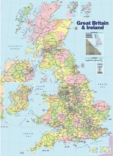 Laminated Uk Map Poster British Isles Gb Road Map 36 X 24 Inches 915