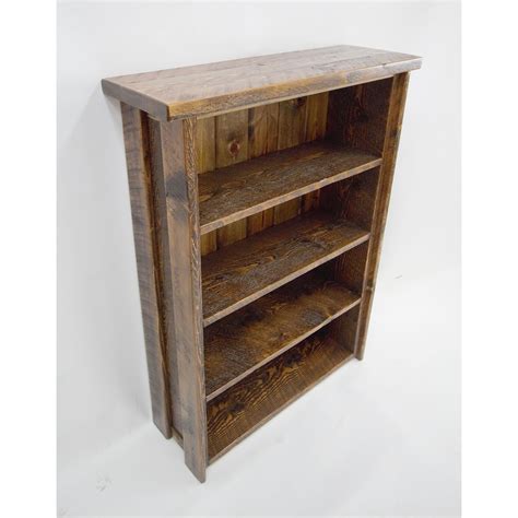 Rustic Wooden Bookshelf With Adjustable Shelves Four Corner Furniture