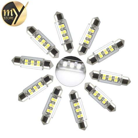 10pcs 12 Volt Dc Led Bulbs C5w Led 39mm 6 Smd Pure White