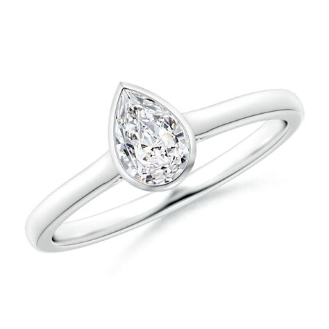 Bezel Set Solitaire Pear Shaped Diamond Engagement Ring