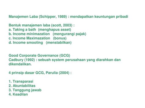 Ppt Pengaruh Praktek Good Corporate Governance Dan Ukuran Perusahaan