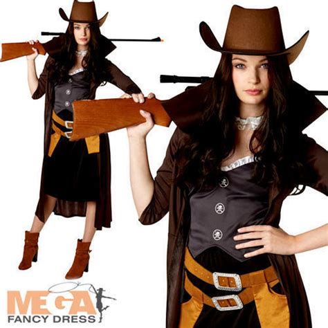 Gunslinger Ladies Fancy Dress Wild West Cowgirl Western Adults Costume