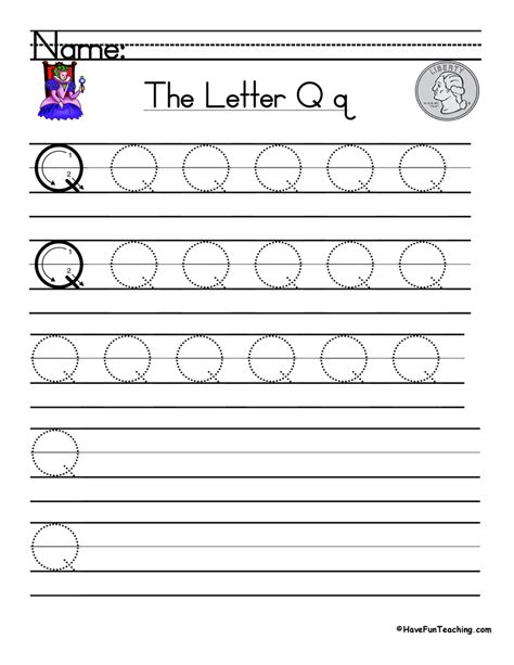 Letter Q Handwriting Practice Worksheet Have Fun Teaching