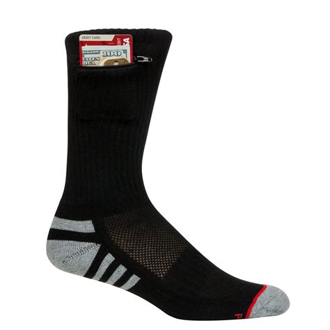 Pocket Socks Pocket Socks Mens Athletic Travel Crew Socks With Zip