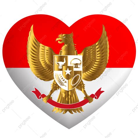 Love Merah Putih Garuda Indonesia Gold Png Vektor Background Transparan