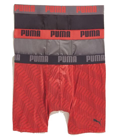 Puma Puma Mens 3 Pack Phg Red Medium Boxer Brief Underwear