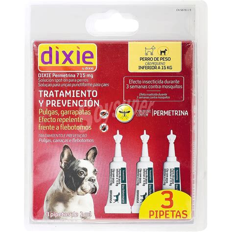 Dixie Pipeta permetrina para perro pequeño Pack 3 uds