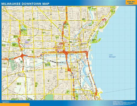 Milwaukee Downtown Map Wall Maps Of The World And Countries For Australia