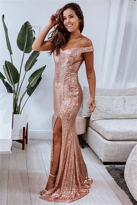 champagne sequin maxi dress with side slit maxi dresses saved by the dress