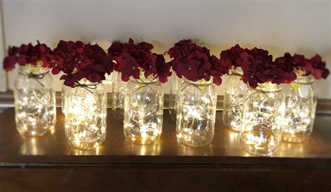10 Floral Lights Mason Jar Centerpieces Fairy Lights Rustic Wedding