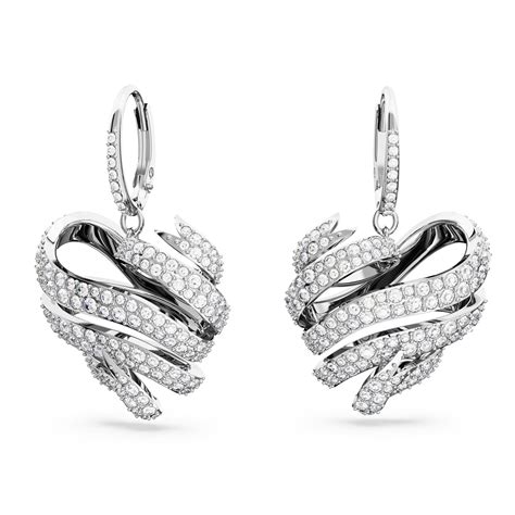 Swarovski Jewelry Volta Pierced Earrings Stud Heart Crystal Rhodium